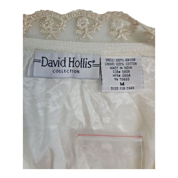 Vintage Ivory Lace Vest Size M David Hollis Collection Lined Tie Back - Picture 8 of 10